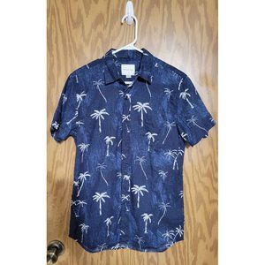 Mens Blue Palm Tree Button Down American Eagle Size Medium